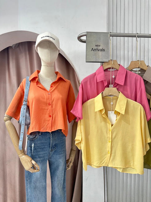 MATINEE Solid Color Crop Tops